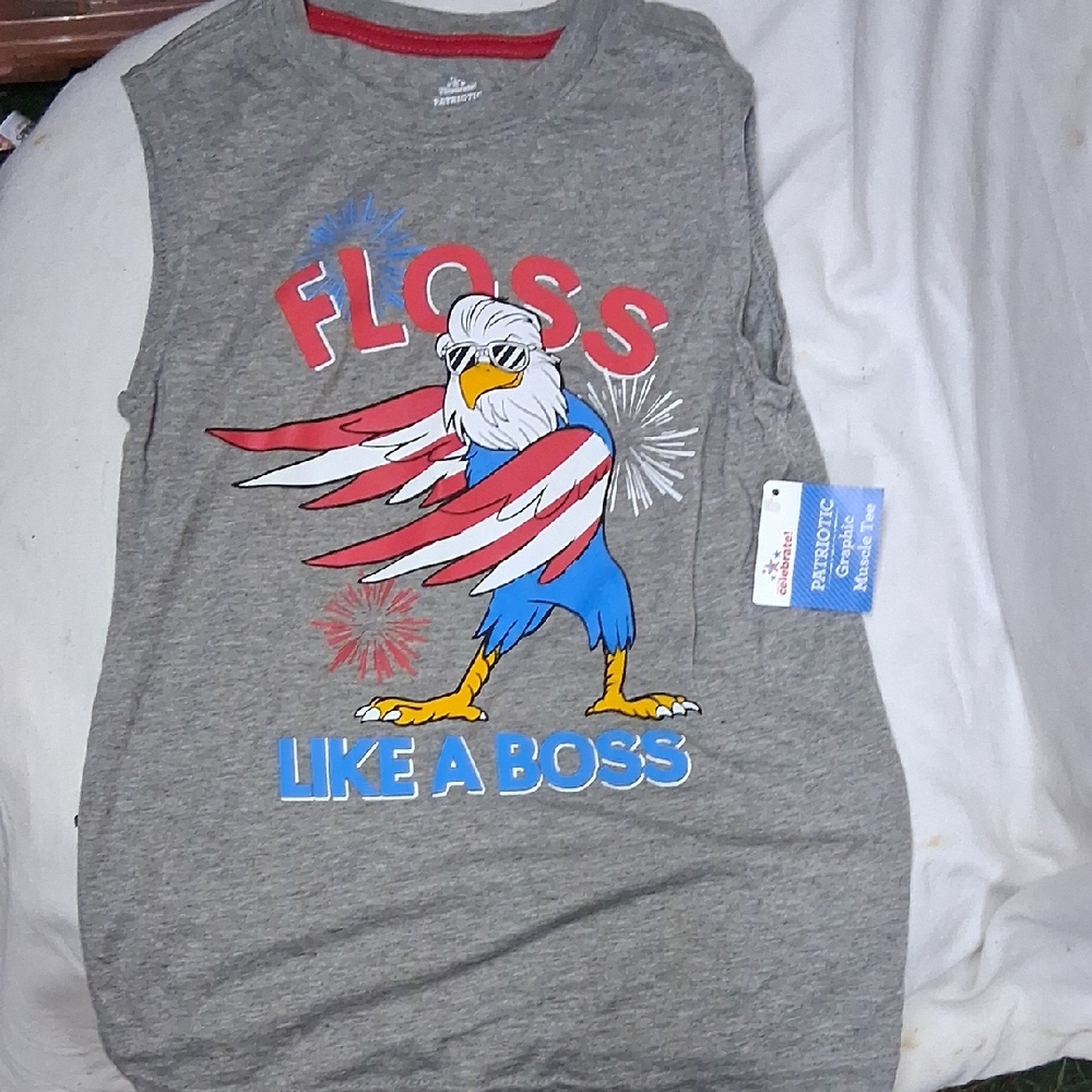 Patriotic Gray Eagle Tank Top for Kids